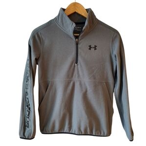 Under Armour Grey and Black Long Sleeve Quarter Zip Fleece Size YXL